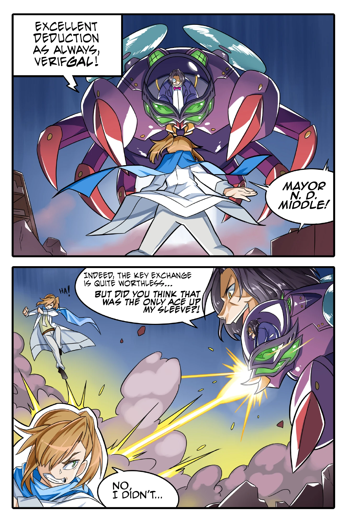 Page 6. The mayor confronts Verifpal, who suspects another flaw.